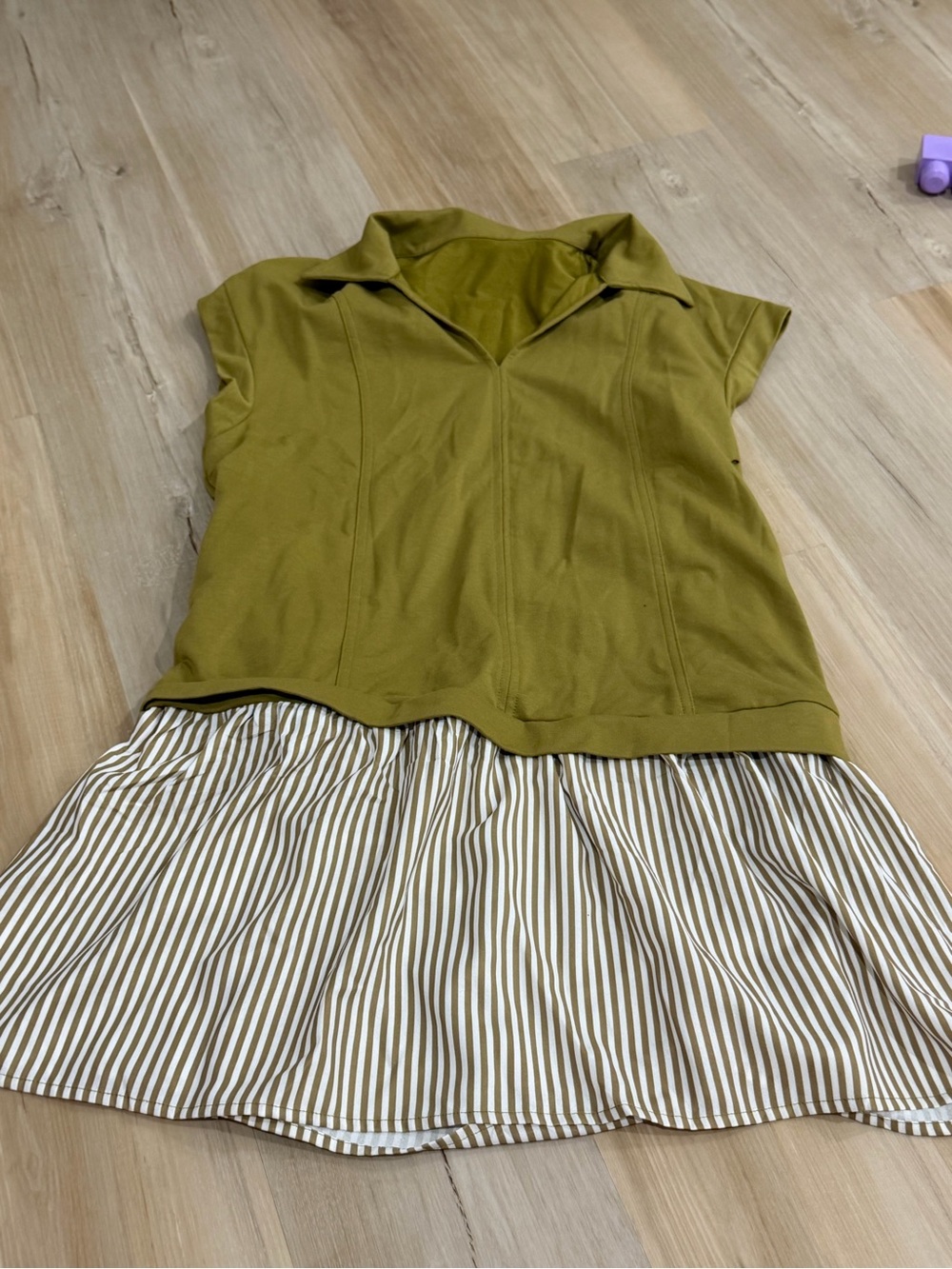 Olive Green Sleeveless Collared Dress